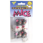 6 Natural Fur Mice Soft Bite Cat Toys