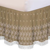 "Hike Up Your Skirt" Embroidered Bedskirt in Taupe