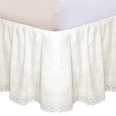 "Hike Up Your Skirt" Embroidered Bedskirt in Ivory