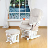 Deluxe Recliner Glider Chair with Stool in White