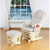 Deluxe Recliner Glider Chair with Stool in Vanilla