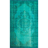 Remade Distressed Overdyed Turquoise Rug