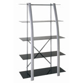 Regal "Ram" in Aluminium / Schwarz mit 5 Ablagen