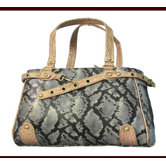 Faux Leather Handbag Pet Carrier in Snake Silver