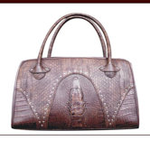 Faux Leather Handbag Pet Carrier in Snake Skin Brown