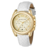 Women's White Leather Strap Watch