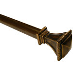 Trumpeted Square Curtain Rod in Antique Gold