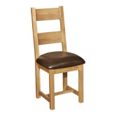 Calgary Solid Oak Dining Chair with Chocolate Leather Seat Pad