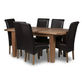 Calgary 7 Piece Solid Oak Extending Dining Set with Upholstered Roberto Chair
