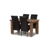 Calgary 5 Piece Solid Oak Fixed top Dining Set with upholstered Roberto Dining Chair
