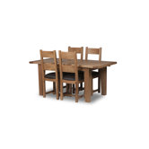 Calgary 5 Piece Solid Oak Extending Dining Set with chocolate seat pad dining chair