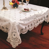 Daisy Design Tablecloth with Cutwork