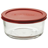 4 Cup Round Kitchen Storage Container with Red Lid