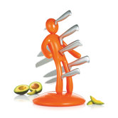 The Ex 2nd Edition Five Piece Knife Set with Holder in Orange (Set of 5)