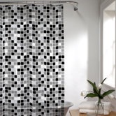 Tiles Vinyl Shower Curtain in Black