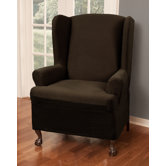 Reeves Stretch One Piece Wing Chair T-Cushion Slipcover