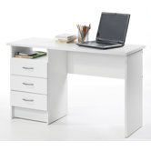 Function Desk with Three Drawers in White
