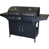 Combination Charcoal & Gas Grill with 3 Burners and Side Burner