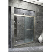Fluence Frameless Sliding Shower Door with 0.37" Thick Crystal Clear Glass, 56.62" - 59.62" x 75"