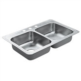 Excalibur 33" x 22" Equal Double Bowl Drop-In Sink