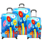 Flower Base Blue 3 Piece Luggage Set