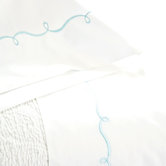 Embroidered Hem White Sheet Set