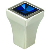 Swarovski Blue Crystal 0.5" Knob in Polished Nickel