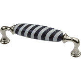 Genuine Bone and Hardwood Black and White Handle Pull in Polished Nickel