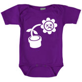 Humorous Flower Bodysuit with Short Sleeve in Purple