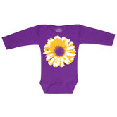 Large Flower Bodysuit with Long Sleeve in Purple