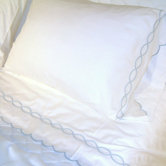 Sateen Embroidered 400 Thread Count Sham in Garland Blue