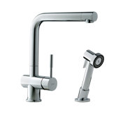 Single Handle Single Hole Arc Spout Kitchen Faucet with Side Spray
