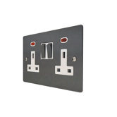 13A Two Gang Switch / 'T' Socket DP and Neon