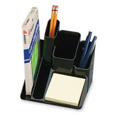 Desk Organizer, 5 Compartments, 6"x6"x6", Black