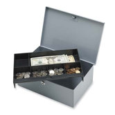 Sparco All-Steel 6-Compartment Tray Cash Box, Gray