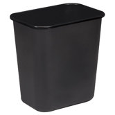 Rectangle Wastebasket, 28 Quart, 14-1/2"x10-1/2"x15", Black