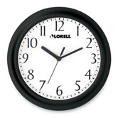 Wall Clock, 9", Arabic Numerals, White Dial/Black Frame