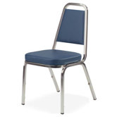 Stacking Chair, 4 per Carton, Blue/Chrome Frame