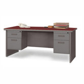 Durable Double Pedestal Writing Desk Computer Writing Desk with Radius Edges