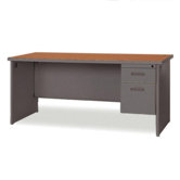 Durable Single Pedestal Computer Desk with 2 Grommets