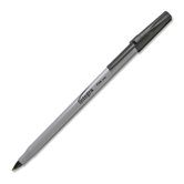 Ballpoint Stick Pen, 12 per Pack, Black, Light Gray Barrel, Fine Point