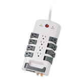 8-Rotating Outlets Surge Protector, White