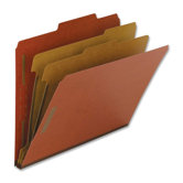 Classification Folders, Legal, 2 Partitions, 10/BX, Red