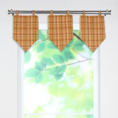 Upstream Plaid Linen Tab Top Stitched V Valance