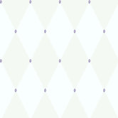Harlequin Wallpaper in White with Purple Gems