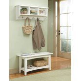 Shaker Cottage Bench Table and Coat Hooks