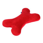 Knochenkissen aus Pl&uuml;sch in Himbeer