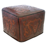Colonial Large Leather Ottoman