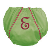 Garden Princess Pique Diaper Cover in Green with Hot Pink Trim