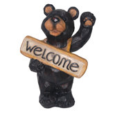 Solar Light Welcome Bear Sign